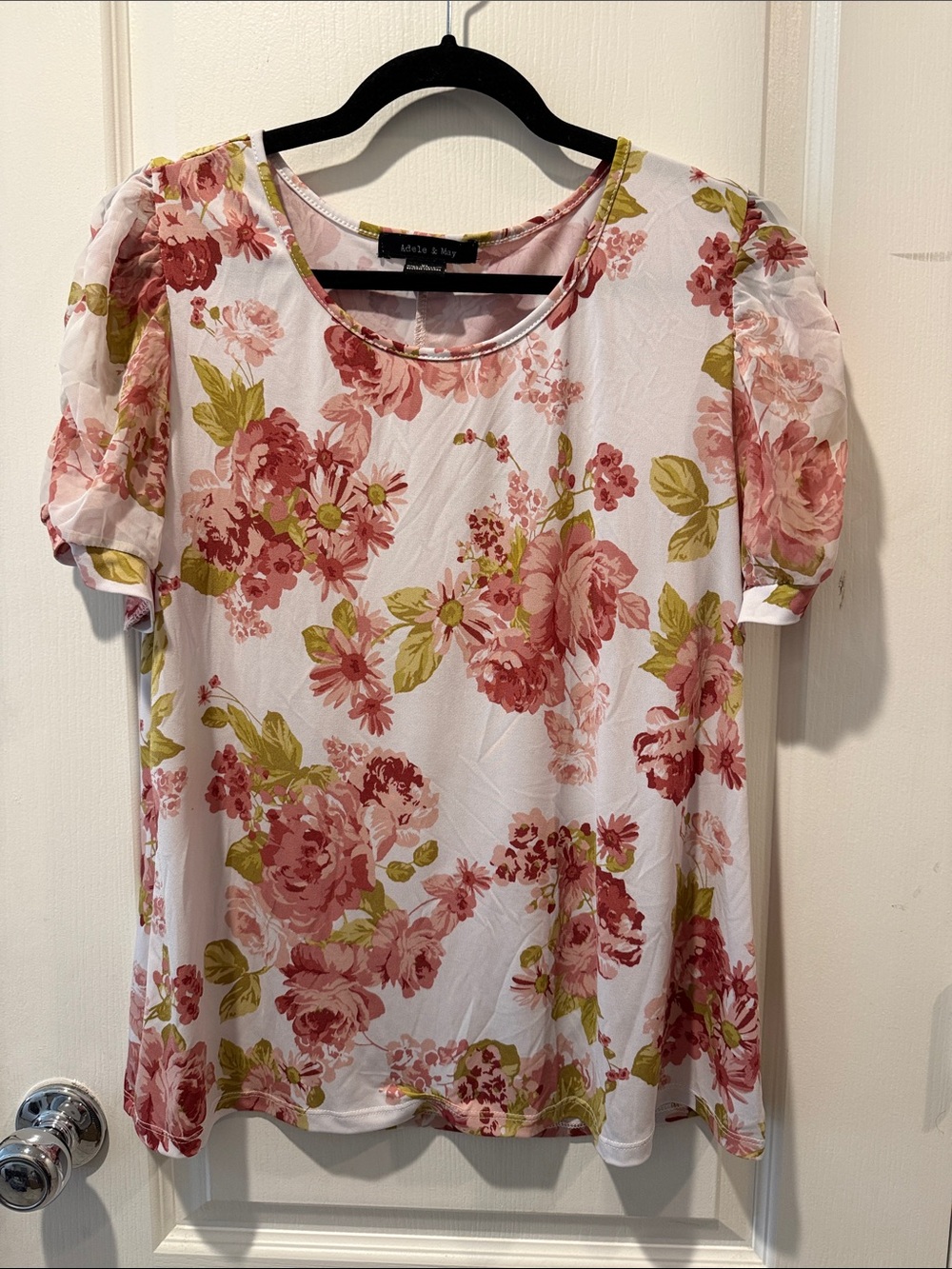Adele & May Pink Floral Puff-Sleeve Blouse